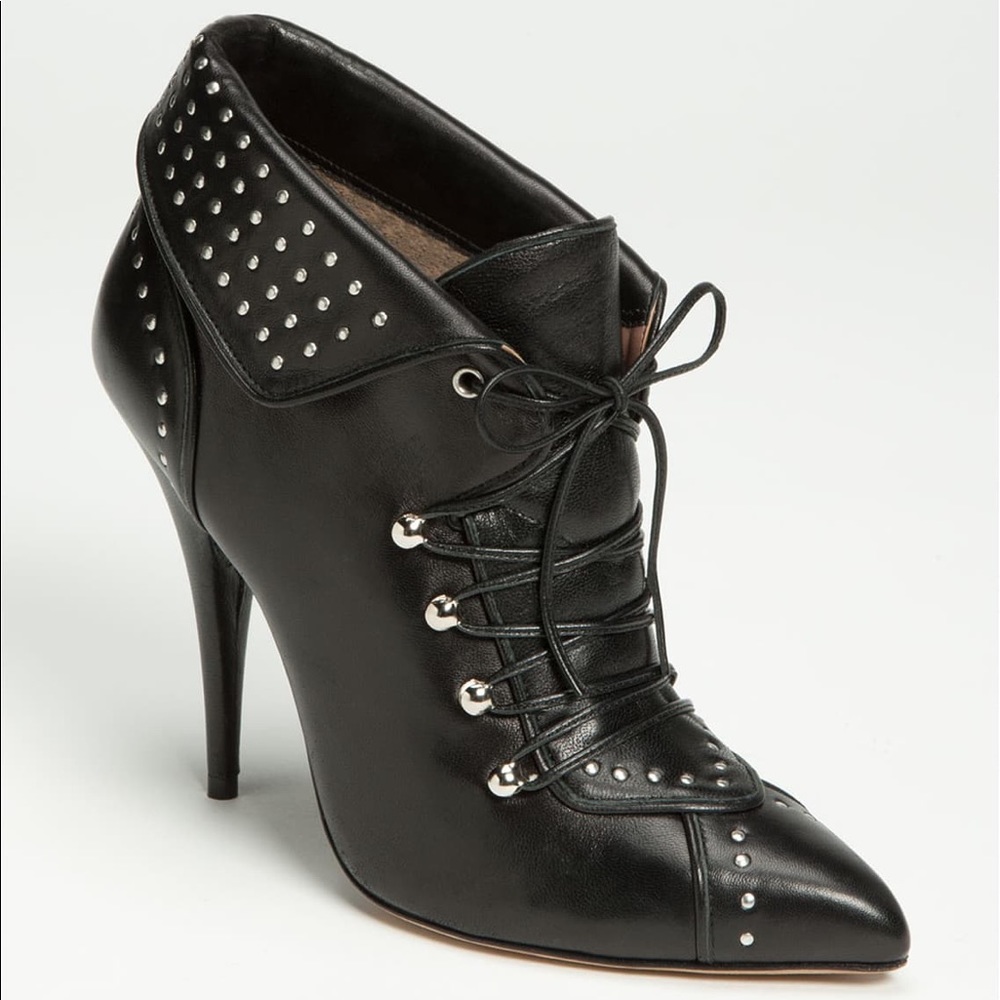 Tabitha Simmons Wicked Black Studded Bootie Sz 37